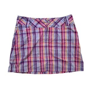 Patagonia Netty Skirt Womens Sz 8 Mini Plaid Outdoor Camping Hiking Purple Pink